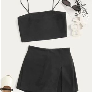 Kids girls black skirt and cami set